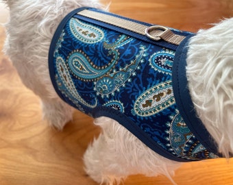 Royal paisley print Small Dog Harness, Made in USA, dog harnesses, pet clothing