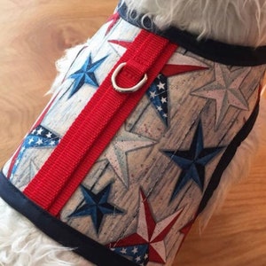 Americana vintage stars Small Dog Harness Made in USA, dog harness, dog harnesses