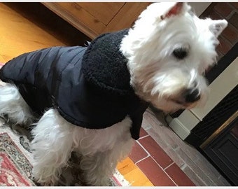 Black Waterproof, insulated, breathable Sherpa Lined  Dog Winter Jacket, Dog Coat, Dog Jackets, Dog Jacket