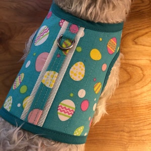 Easter eggs print Small Dog Harness, Made in USA, Easter