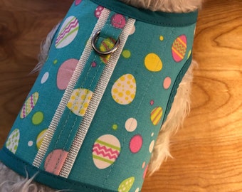 Easter eggs print Small Dog Harness, Made in USA, Easter