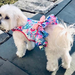 Mermaid inspired ruffle dog harness