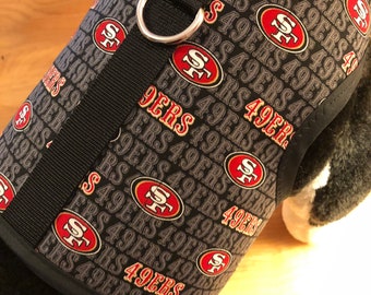 Small Dog Harness, San Francisco 49ers Made  in USA, dog harnesses, pet clothing, Nats
