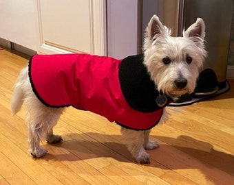 Red Waterproof, insulated, breathable Sherpa Lined  Dog Winter Jacket, Dog Coat, Dog Jackets, Dog Jacket