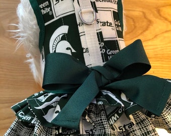 Small Dog double ruffle Harness, Michigan State Made  in USA, dog harnesses, pet clothing,