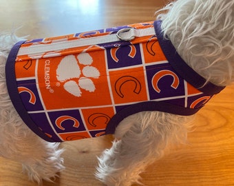 Arnés para perros pequeños, arnés para perros Clemson, hecho en EE.UU., arneses para perros, ropa para mascotas,