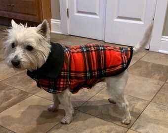 Tartan Plaid Sherpa Lined Dog Jacket 