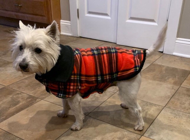 Westie Tartan Plaid Sherpa Lined Dog Jacket Dog Coat Dog Etsy