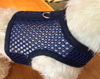 Breathable Blue Mesh Small Dog Harness Made in USA