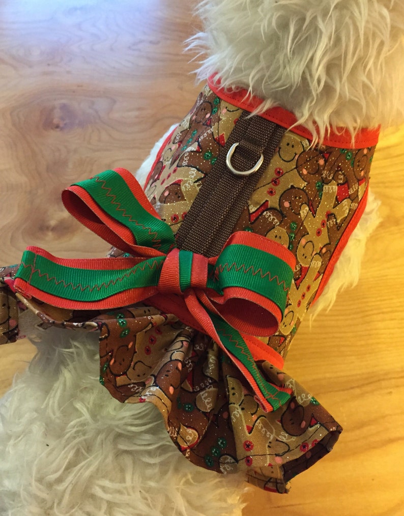 Gingerbread Man Ruffle Holiday Small Dog Harness Dog Etsy