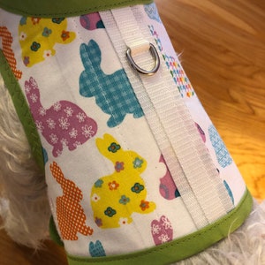Easter Bunny print Small Dog Harness, Made in USA, Easter