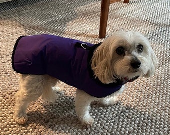 Purple Waterproof, insulated, breathable Sherpa Lined  Dog Winter Jacket, Dog Coat, Dog Jackets, Dog Jacket