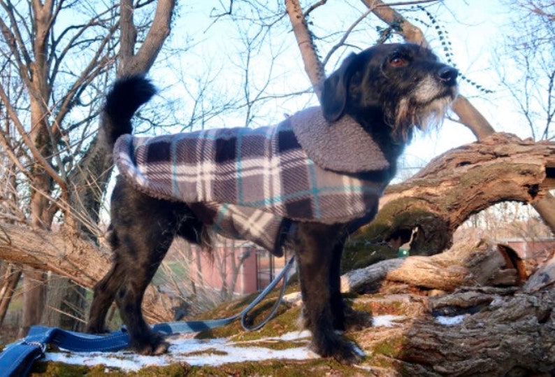 Black n Gray British Plaid Sherpa Lined Dog Jacket Dog Coat Etsy