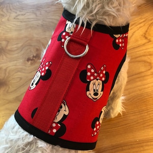 Minnie inspired small dog harness, Made in USA, dog harnesses, pet clothing