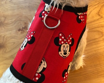 Minnie inspired small dog harness, Made in USA, dog harnesses, pet clothing
