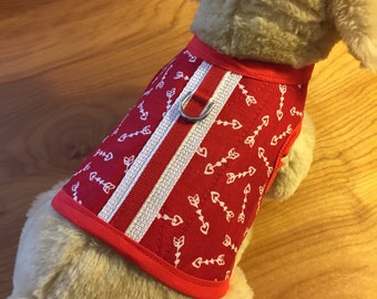 Valentine arrow Print Small Dog Harness, dog harnesses, pet clothing, Made in USA