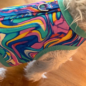 Watercolor  print Small Dog Harness, Made in USA, dog harnesses, pet clothing