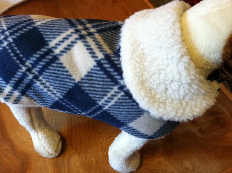 Dog Jacket Warm Blue Plaid Sherpa Lined Made in USA Dog Etsy
