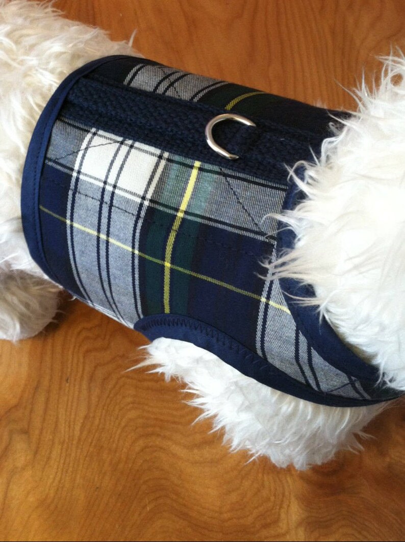 Classic Navy Tartan Plaid Small Dog Harness Made in USA Dog Etsy