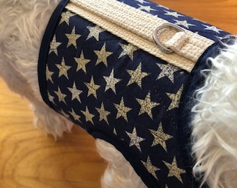 Arnés para perros pequeños con estrellas vintage, fabricado en EE. UU., arneses para perros, ropa para mascotas