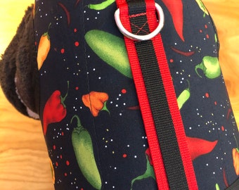 Chili Peppers cotton Small Dog Harness Made in USA, dog harnesses, pet clothing