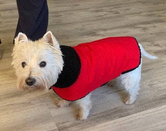 Westie Red Waterproof, insulated, breathable Sherpa Lined  Dog Winter Jacket, Dog Coat, Dog Jackets, Dog Jacket
