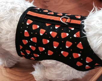 Arnês para cães pequenos de Halloween com milho doce feito nos EUA, fantasia para cães, arreios para cães, roupas para animais de estimação