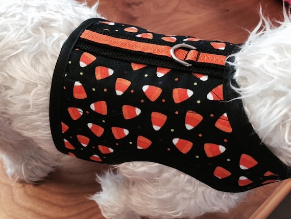 Candy Corn Halloween Small Dog Harness Made in USA, Dog Costume, dog harnesses, pet clothing