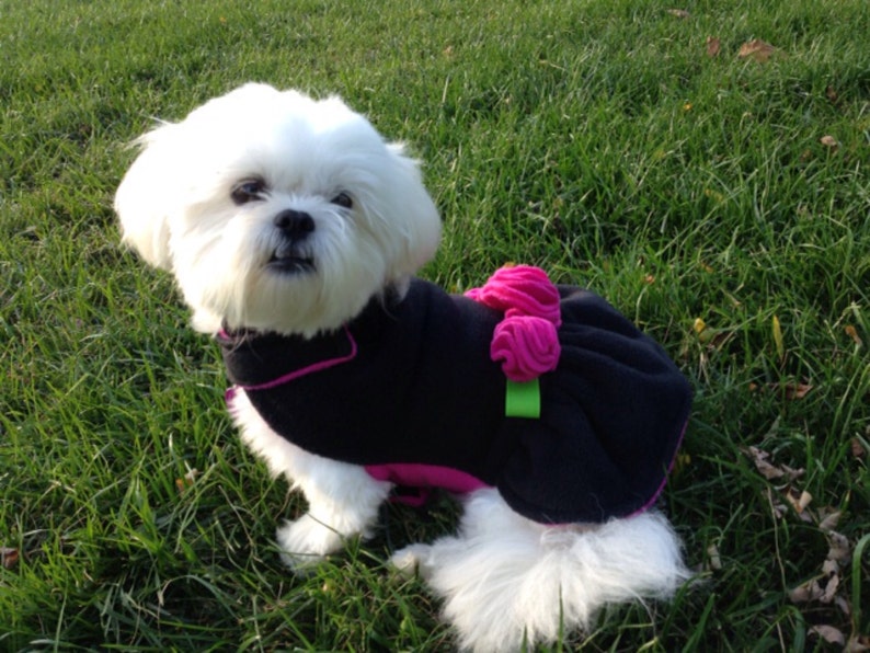 Black n Pink Rosette Dog Jacket Dog Coat Dog Jackets pet Etsy