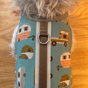 Camper caravan print Small Dog Harness, Made in USA, dog harnesses, pet clothing image 4