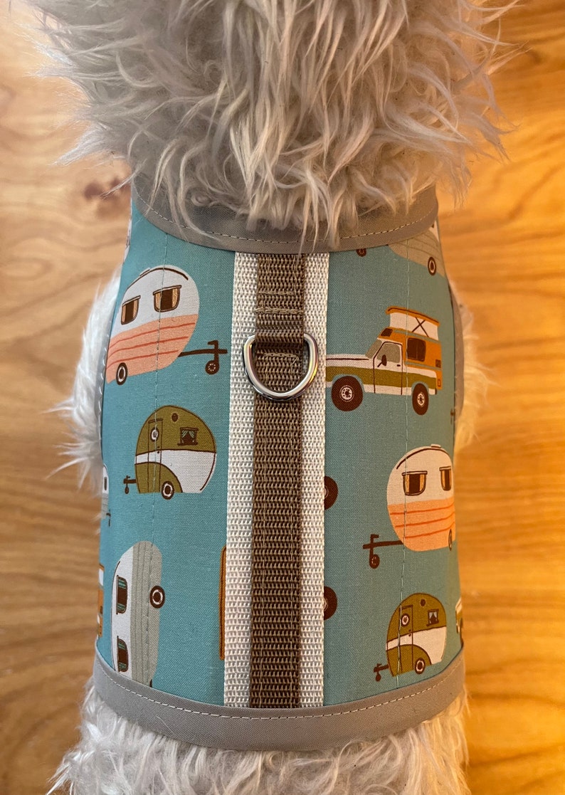 Camper caravan print Small Dog Harness, Made in USA, dog harnesses, pet clothing image 4