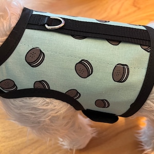 Oreo cookie print small dog harness, made in USA, dog