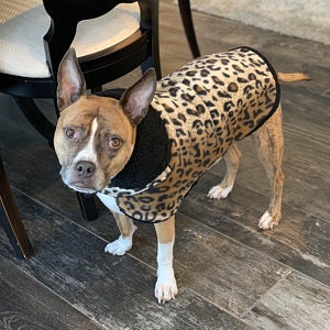 Large dog, Leopard pattern Fleece Dog Coat, Dog Jacket, fleece lined, Dog Jackets, pet clothing