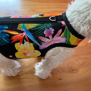 Hawaiian  print Small Dog Harness, Made in USA, dog harnesses, pet clothing