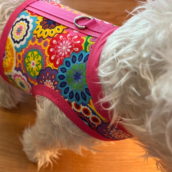 Color wheel print Small Dog Harness, Made in USA, dog harnesses, pet clothing