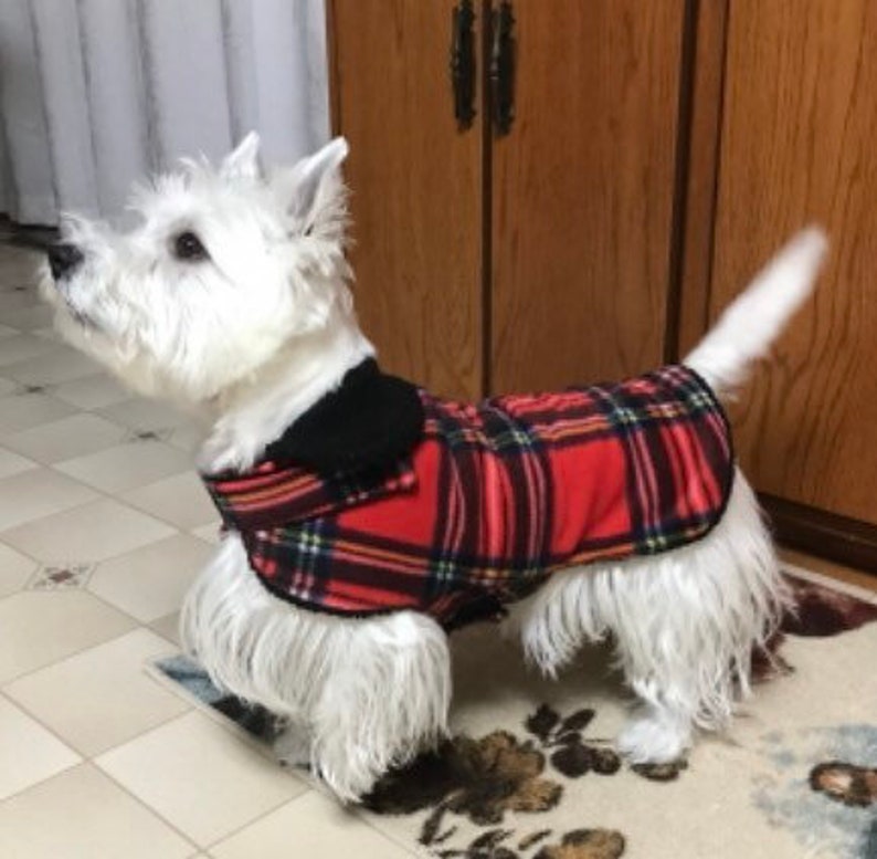 Westie Tartan Plaid Sherpa Lined Dog Jacket Dog Coat Dog Etsy