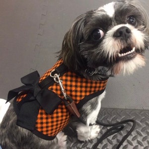 Halloween Check Small Dog Harness Made in USA, dog harness, dog harnesses