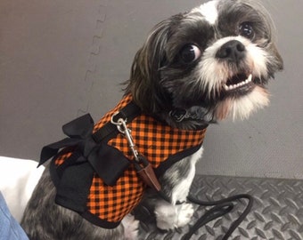 Halloween Check Pequeno Peitoral para Cães Feito nos EUA, peitoral para cães, peitorais para cães