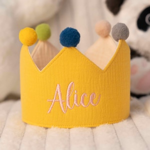 Colorful Embroidered Name Baby Birthday Crown, Children’s Birthday Hat, Cotton Fabric Crown,Custom Party Hat,Smash Cake Prop,Birthday Outfit image 11