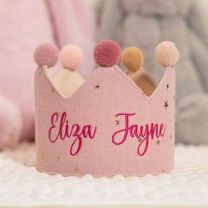 Colorful Embroidered Name Baby Birthday Crown, Children’s Birthday Hat, Fabric Crown,Custom Party Hat,Personalized Gift,1st birthday hat Two Names / Single