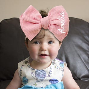 Custom Embroidered Name New Baby Bow Headband, Personalized Name Baby Headband,Baby Shower Favor,Newborn Name Bow,Baby Headwrap,Newborn Gift