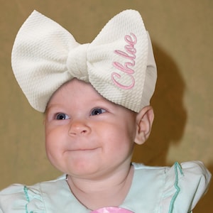 Custom Embroidered Name New Baby Bow Headband, Personalized Name Baby Headband,Baby Shower Favor,Newborn Name Bow,Baby Headwrap,Newborn Gift