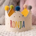 Customized Colorful Name Cotton Muslin Birthday Crown, Party Hats & Crowns, First Birthday Outfit, Baby Birthday Picture Props,Birthday Gift product logo