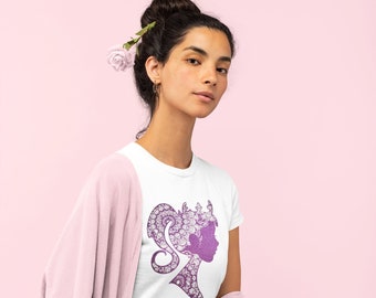 Purple Lady Tee: Victorian Silhouette Glitter T-Shirt