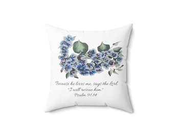 Floral Scripture Pillow: Spun Polyester Home Decor