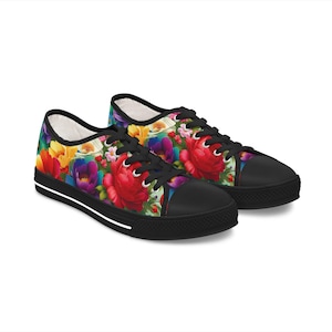 Floral Canvas Low Top Sneakers: Colorful Women&#39;s Shoes