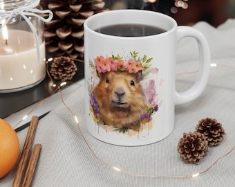 Capybara Ceramic Mug, Adorable Gift, Personalized Option