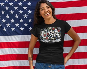 USA Floral Typografie 250 Jahre Freiheit T-Shirt