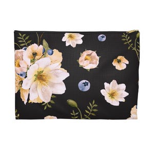 Floral Black Accessory Pouch, Makeup Bag Organizer, Cosmetic Travel Case, Small Zipper Pouch, Gift for Her