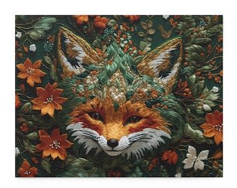 Puzzle Embroidery Look Red Fox Puzzle ( 252 or 500 Piece)